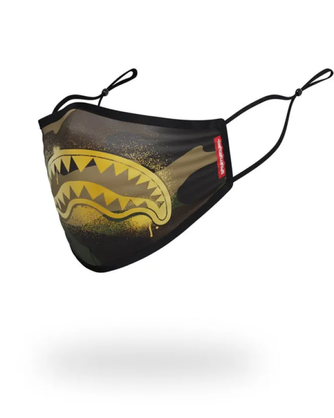 ADULT CAMO GOLD SHARK FORM FITTING FACE MASK