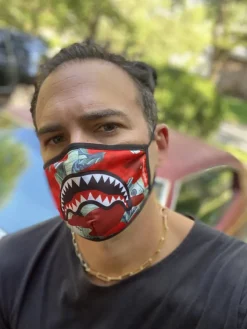 ADULT MONEY CAMO (RED) FORM-FITTING FACE MASK