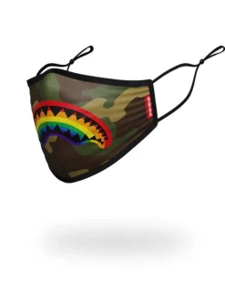 ADULT RAINBOW SHARK FORM FITTING FACE MASK