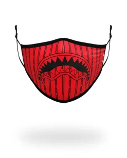 ADULT REVERSE SHARKS IN PARIS (RED) FORM FITTING FACE MASK