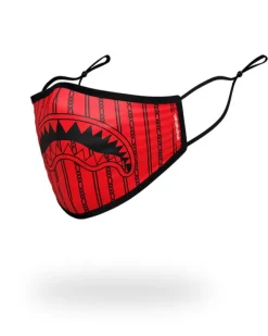 ADULT REVERSE SHARKS IN PARIS (RED) FORM FITTING FACE MASK