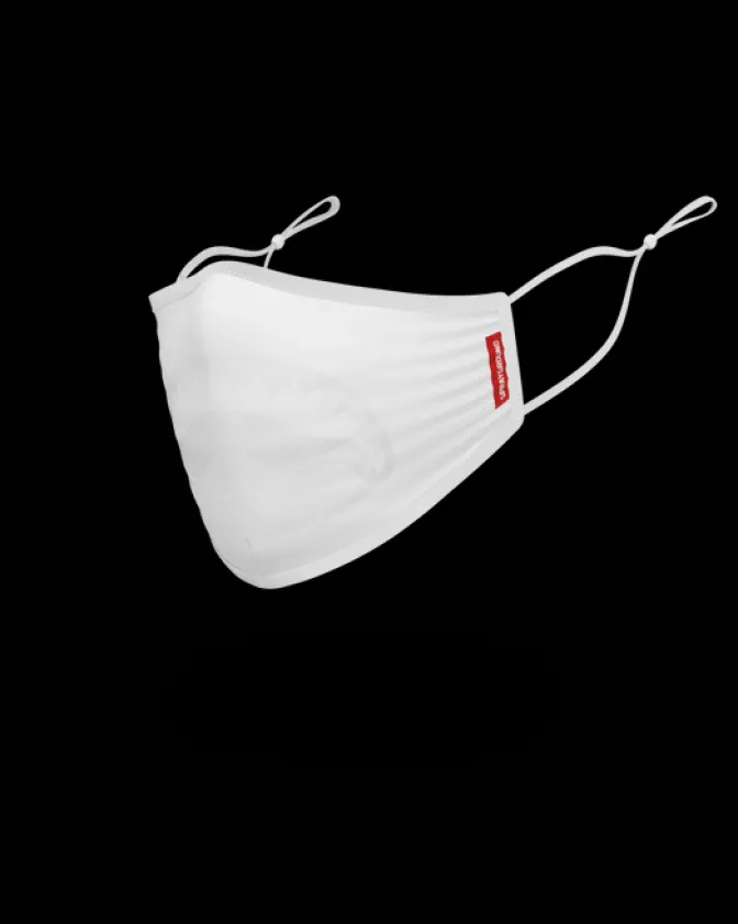 ADULT WHITE ON WHITE SHARK FORM-FITTING FACE MASK
