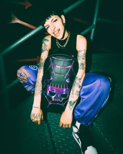CAZZU IRIDESCENT CUT u0026 SEW SPIDER SKULL SHARK BACKPACK (DLXV)