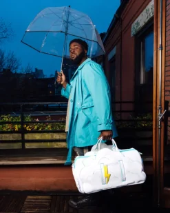 CLOUDY WITH A CHANCE OF SHARK DUFFLE