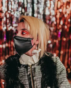 DAMAGE CONTROL STASH POCKET VEGAN LEATHER FACE MASK