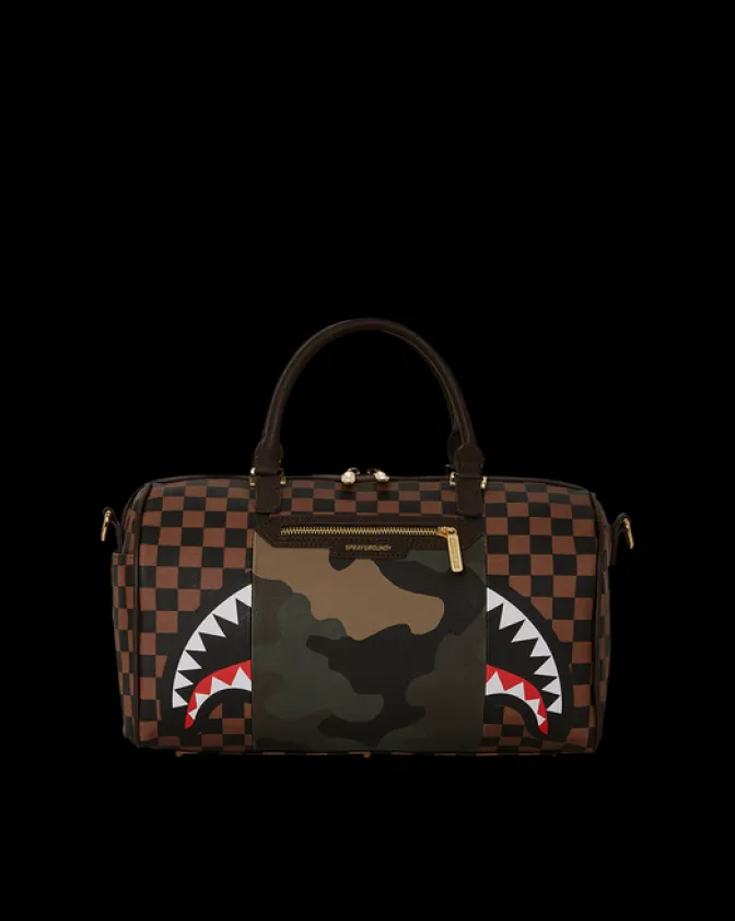 EXTERIOR GOLD ZIP POCKET SHARKS IN PARIS MINI DUFFLE