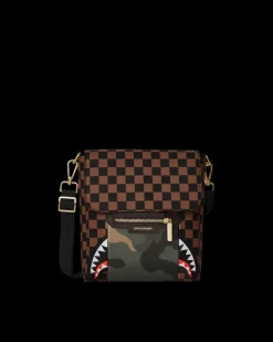 EXTERIOR GOLD ZIP POCKET SHARKS IN PARIS MESSENGER SLING BAG