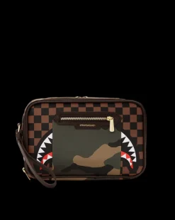 EXTERIOR GOLD ZIP POCKET SHARKS IN PARIS TOILETRY BRICKSIDE BAG