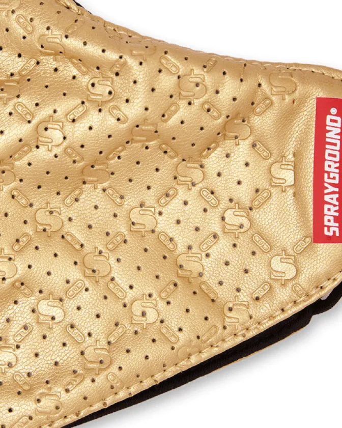 GOLD MONEYGRAM VEGAN LEATHER FACE MASK