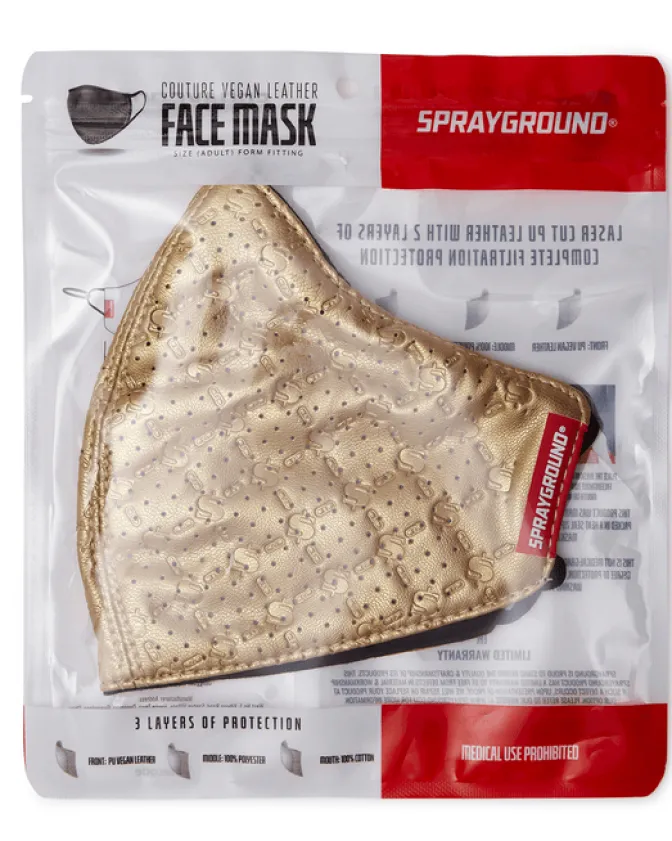 GOLD MONEYGRAM VEGAN LEATHER FACE MASK