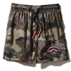 KIDS CAMO CHECKERED SWIM TRUNKS
