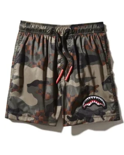 KIDS CAMO CHECKERED SWIM TRUNKS