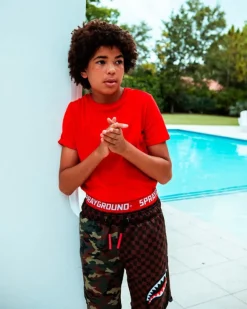 KIDS CHECKS u0026 CAMO SWIM TRUNKS
