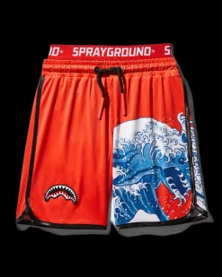 KIDS JAPAN WAVE SWIM TRUNKS (RED)