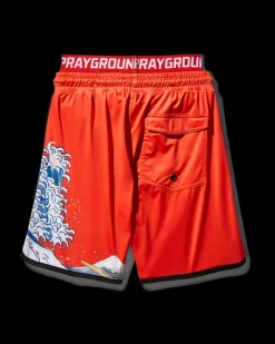 KIDS JAPAN WAVE SWIM TRUNKS (RED)