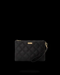 NOIR QUILT GOLD CHAIN SHARK CROSSOVER CLUTCH