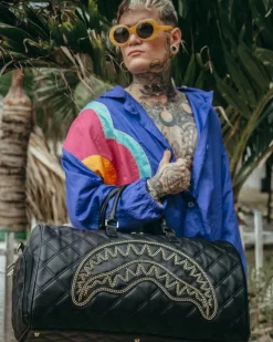 NOIR QUILT GOLD CHAIN SHARK DUFFLE