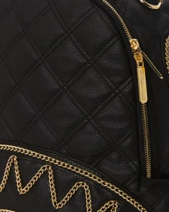 NOIR QUILT GOLD CHAIN SHARK BACKPACK (DLXV)