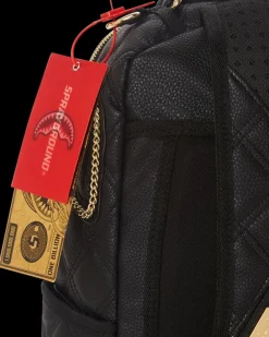 NOIR QUILT GOLD CHAIN SHARK BACKPACK (DLXV)