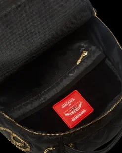 NOIR QUILT GOLD CHAIN SHARK BACKPACK (DLXV)
