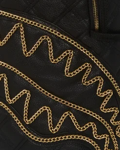 NOIR QUILT GOLD CHAIN SHARK BACKPACK (DLXV)
