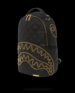 NOIR QUILT GOLD CHAIN SHARK BACKPACK (DLXV)