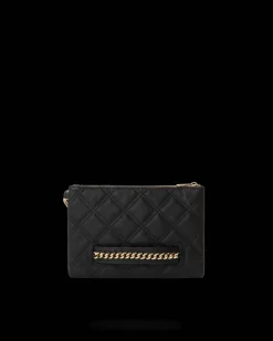 NOIR QUILT GOLD CHAIN SHARK CROSSOVER CLUTCH