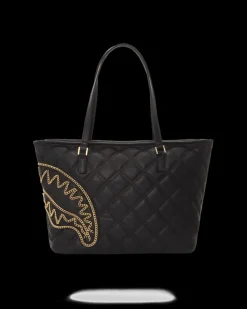 NOIR QUILT GOLD CHAIN SHARK TOTE