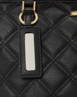 NOIR QUILT GOLD CHAIN SHARK TOTE