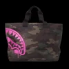 PINK STENCIL SHARK CAMO TOTE