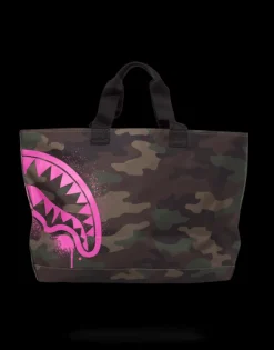 PINK STENCIL SHARK CAMO TOTE