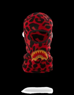 RED LEOPARD GOLD SHARK MOUTH SKI MASK