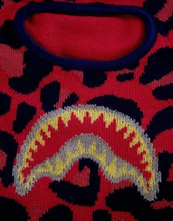 RED LEOPARD GOLD SHARK MOUTH SKI MASK