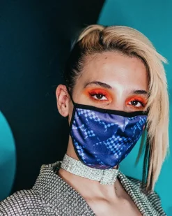 SHARK CHECK (BLUE) FACE MASK