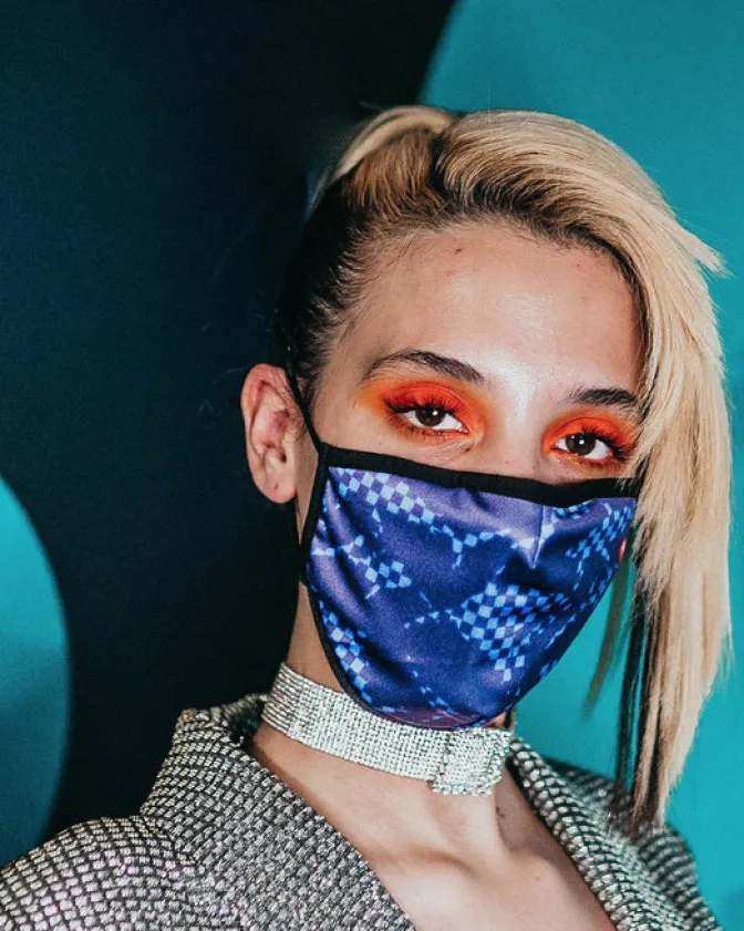 SHARK CHECK (BLUE) FACE MASK