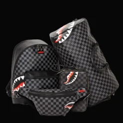 SHARKS IN PARIS (BLACK CHECKERED EDITION) TOILETRY AKA MONEY BAGS