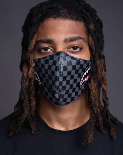 SHARKS IN PARIS (GRAY) VEGAN LEATHER FACE MASK