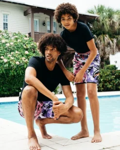 SPLIT CAMO CORTO SWIM TRUNKS